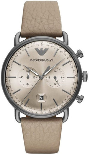 Shop Authentic Emporio Armani Aviator Chronograph Quartz Grey Dial Beige Leather Strap Watch For Men - AR11107 - Luxxuri