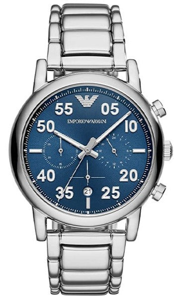  Shop Authentic Emporio Armani Luigi Chronograph Blue Dial Silver Steel Strap Watch For Men - AR11132 - Luxxuri