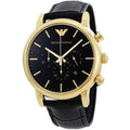  Shop Authentic Emporio Armani Luigi Chronograph Black Dial Black Leather Watch For Men - AR1917 - Luxxuri