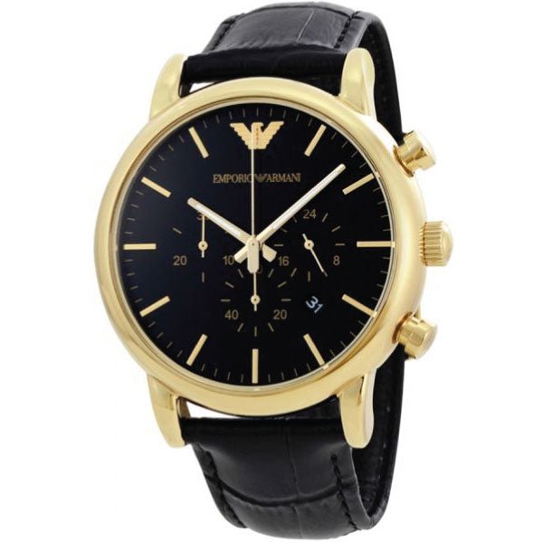  Shop Authentic Emporio Armani Luigi Chronograph Black Dial Black Leather Watch For Men - AR1917 - Luxxuri
