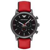  Shop Authentic Emporio Armani Luigi Chronograph Black Dial Red Leather Strap Watch For Men - AR1971 - Luxxuri
