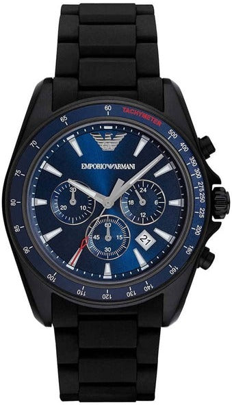  Shop Authentic Emporio Armani Sigma Chronograph Blue Dial Black Silicone Strap Watch For Men - AR6121 - Luxxuri