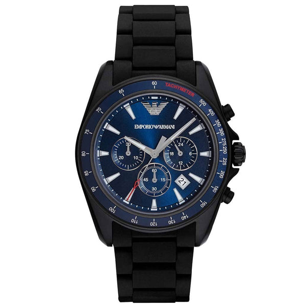 Shop Authentic Emporio Armani Sigma Chronograph Blue Dial Black Silicone Strap Watch For Men - AR6121 - Luxxuri