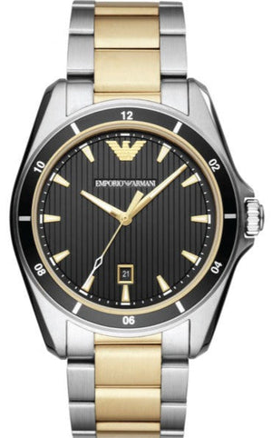  Shop Authentic Emporio Armani Quartz Black Dial Two Tone Steel Strap Watch For Men - AR80017 - Luxxuri