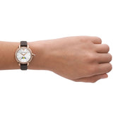  Shop Authentic Emporio Armani Mia Moonphase Silver Dial Brown Leather Strap Watch For Women - AR11568 - Luxxuri