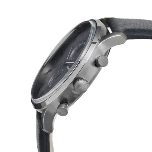 Emporio Armani Classic Grey Dial Grey Leather Strap Watch For Men - AR0388