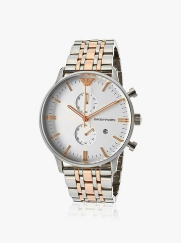 Shop Authentic Emporio Armani Chronograph White Dial Two Tone Steel Strap Watch For Men - AR0399 - Luxxuri