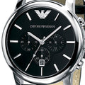  Shop Authentic Emporio Armani Classic Chronograph Black Dial Black Leather Strap Watch For Men - AR0431 - Luxxuri