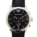  Shop Authentic Emporio Armani Classic Chronograph Black Dial Black Leather Strap Watch For Men - AR0431 - Luxxuri