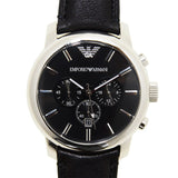  Shop Authentic Emporio Armani Classic Chronograph Black Dial Black Leather Strap Watch For Men - AR0431 - Luxxuri