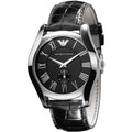  Shop Authentic Emporio Armani Valente Black Dial Black Leather Strap Watch For Men - AR0643 - Luxxuri