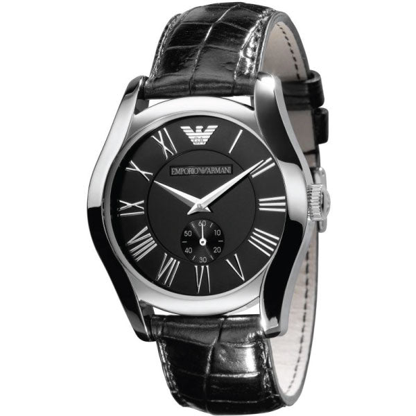  Shop Authentic Emporio Armani Valente Black Dial Black Leather Strap Watch For Men - AR0643 - Luxxuri