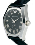  Shop Authentic Emporio Armani Valente Black Dial Black Leather Strap Watch For Men - AR0643 - Luxxuri