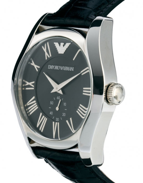  Shop Authentic Emporio Armani Valente Black Dial Black Leather Strap Watch For Men - AR0643 - Luxxuri