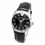  Shop Authentic Emporio Armani Velente Black Dial Black Leather Strap Watch For Women - AR0644 - Luxxuri