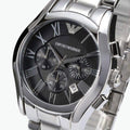  Shop Authentic Emporio Armani Valente Chronograph Black Dial Silver Stainless Steel Watch For Men - AR0673 - Luxxuri