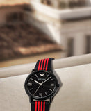  Shop Authentic Emporio Armani Kappa Black Dial Two Tone NATO Strap Watch For Men - AR11015 - Luxxuri