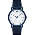  Shop Authentic Emporio Armani Luigi Quartz White Dial Blue Mesh Bracelet Watch For Men - AR11025 - Luxxuri