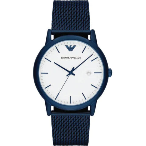  Shop Authentic Emporio Armani Luigi Quartz White Dial Blue Mesh Bracelet Watch For Men - AR11025 - Luxxuri