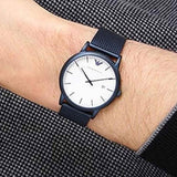  Shop Authentic Emporio Armani Luigi Quartz White Dial Blue Mesh Bracelet Watch For Men - AR11025 - Luxxuri