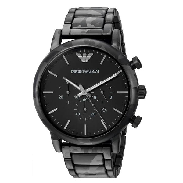  Shop Authentic Emporio Armani Luigi Chronograph Black Dial Black Steep Strap Watch For Men - AR11045 - Luxxuri