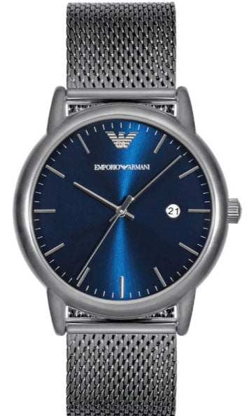  Shop Authentic Emporio Armani Luigi Quartz Blue Dial Grey Mesh Bracelet Watch For Men - AR11053 - Luxxuri
