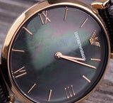  Shop Authentic Emporio Armani Gianni T Bar Black Mother of Pearl Dial Black Leather Strap Watch For Women - AR11060 - Luxxuri
