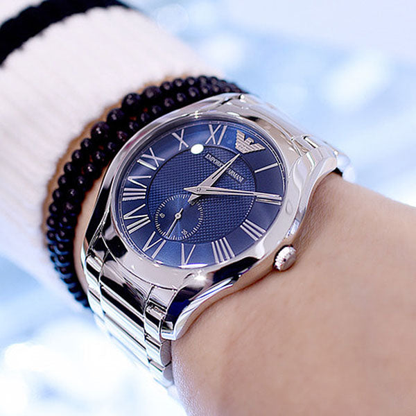  Shop Authentic Emporio Armani Valente Quartz Blue Dial Silver Steel Strap Watch For Men - AR11085 - Luxxuri