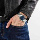  Shop Authentic Emporio Armani Valente Quartz Blue Dial Silver Steel Strap Watch For Men - AR11085 - Luxxuri