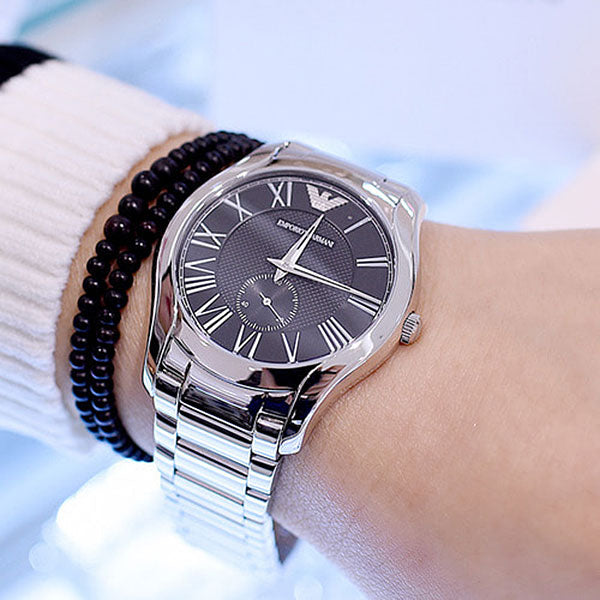  Shop Authentic Emporio Armani Valente Quartz Black Dial Silver Steel Strap Watch For Men - AR11086 - Luxxuri