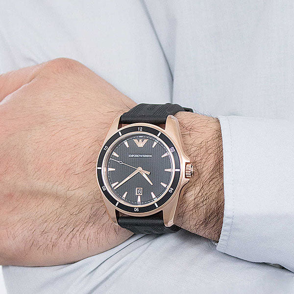  Shop Authentic Emporio Armani Sport Quartz Black Dial Black Rubber Strap Watch For Men - AR11101 - Luxxuri