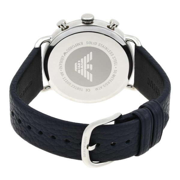  Shop Authentic Emporio Armani Mario Chronograph Black Dial Black Leather Strap Watch For Men - AR11325 - Luxxuri