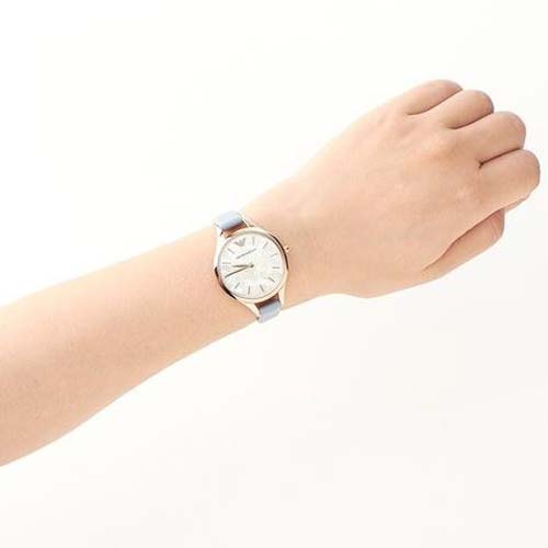  Shop Authentic Emporio Armani Aurora Quartz Mother of Pearl White Dial Blue Leather Strap Watch For Women - AR11109 - Luxxuri