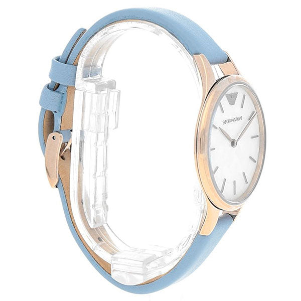  Shop Authentic Emporio Armani Aurora Quartz Mother of Pearl White Dial Blue Leather Strap Watch For Women - AR11109 - Luxxuri