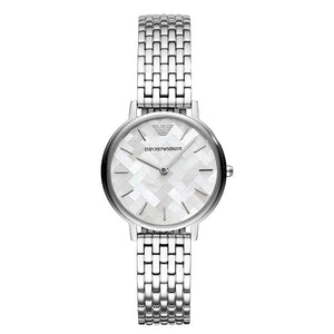  Shop Authentic Emporio Armani Mother of Pearl Dial Silver Steel Strap Watch For Women - AR11112 - Luxxuri