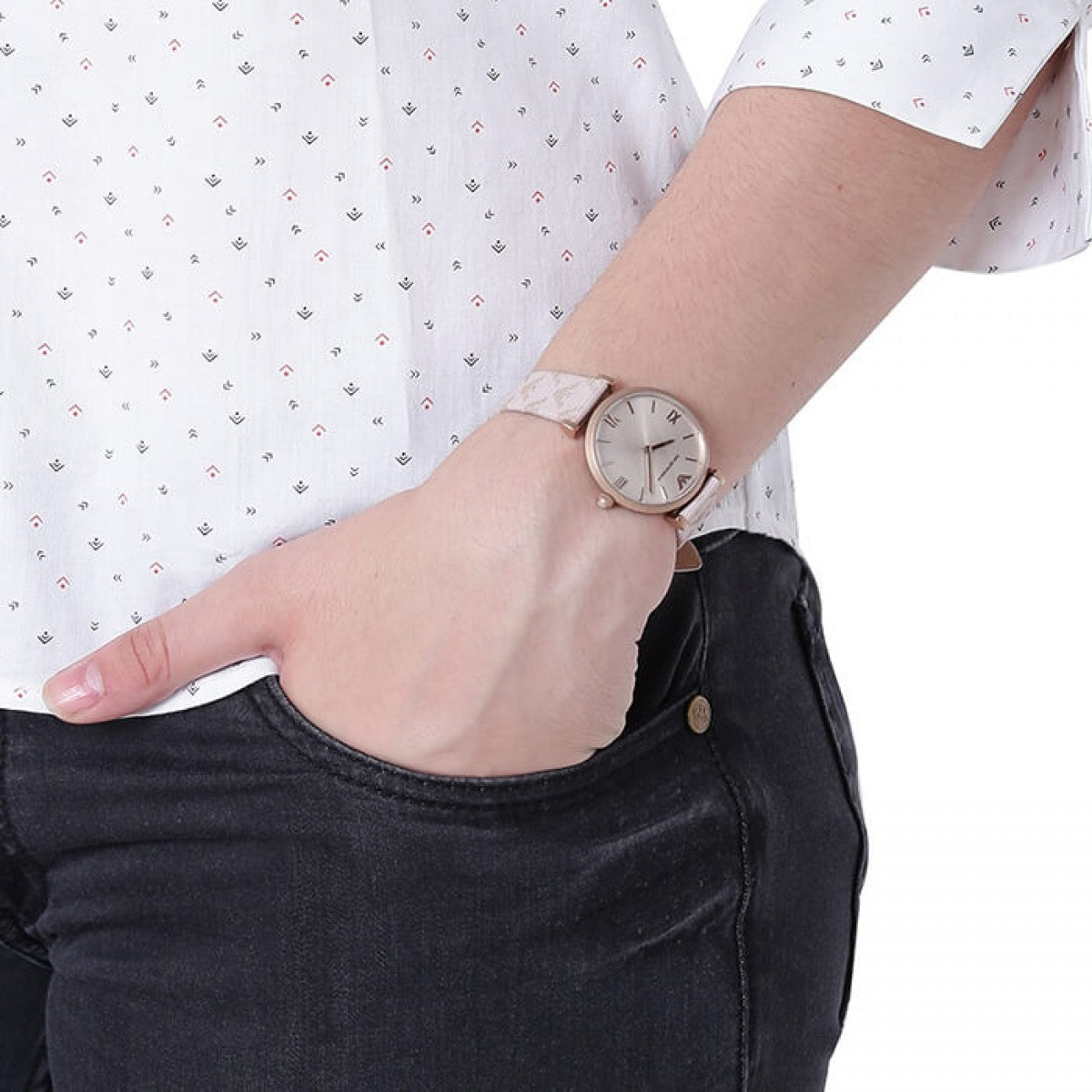  Shop Authentic Emporio Armani Gianni T Bar Analog Silver Dial Beige Leather Strap Watch For Women - AR11127 - Luxxuri