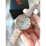  Shop Authentic Emporio Armani Analog Grey Dial Pink Leather Strap Watch For Women - AR11126 - Luxxuri