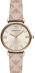 Shop Authentic Emporio Armani Gianni T Bar Analog Silver Dial Beige Leather Strap Watch For Women - AR11127 - Luxxuri