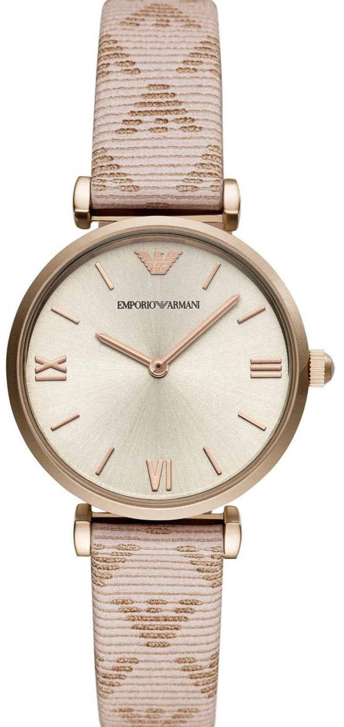  Shop Authentic Emporio Armani Gianni T Bar Analog Silver Dial Beige Leather Strap Watch For Women - AR11127 - Luxxuri