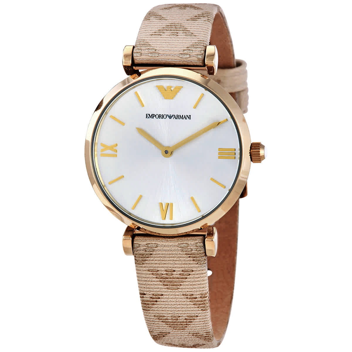  Shop Authentic Emporio Armani Gianni T Bar Analog Silver Dial Beige Leather Strap Watch For Women - AR11127 - Luxxuri