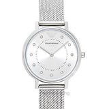  Shop Authentic Emporio Armani Kappa Silver Dial Silver Mesh Bracelet Watch For Women - AR11128 - Luxxuri
