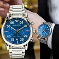  Shop Authentic Emporio Armani Luigi Chronograph Blue Dial Silver Steel Strap Watch For Men - AR11132 - Luxxuri