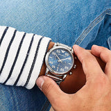  Shop Authentic Emporio Armani Luigi Chronograph Blue Dial Silver Steel Strap Watch For Men - AR11132 - Luxxuri