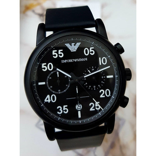  Shop Authentic Emporio Armani Luigi Chronograph Black Dial Black Leather Strap Watch For Men - AR11133 - Luxxuri