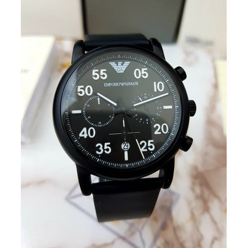  Shop Authentic Emporio Armani Luigi Chronograph Black Dial Black Leather Strap Watch For Men - AR11133 - Luxxuri