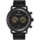  Shop Authentic Emporio Armani Aviator Black Dial Black Mesh Bracelet Watch For Men - AR11142 - Luxxuri