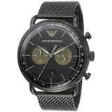  Shop Authentic Emporio Armani Aviator Black Dial Black Mesh Bracelet Watch For Men - AR11142 - Luxxuri