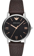  Shop Authentic Emporio Armani Kappa Quartz Black Dial Brown Leather Strap Watch For Men - AR11153 - Luxxuri