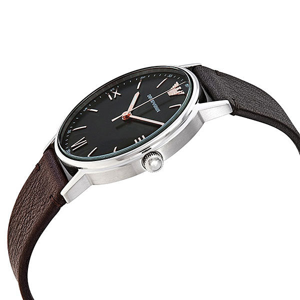  Shop Authentic Emporio Armani Kappa Quartz Black Dial Brown Leather Strap Watch For Men - AR11153 - Luxxuri