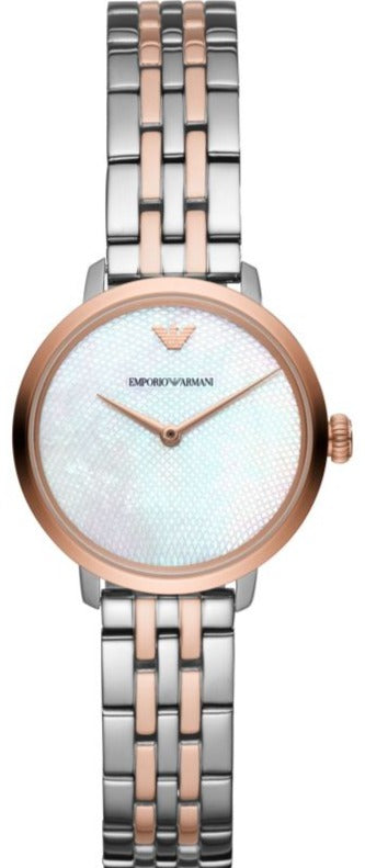  Shop Authentic Emporio Armani Modern Slim Analog Mother of Pearl Dial Two Tone Steel Strap Watch For Women - AR11157 - Luxxuri